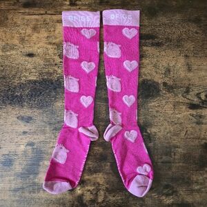 New Figs Pink women "do it with heart" Compression Socks Size S
